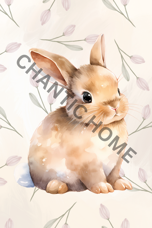 Digital Art - Watercolour Rabbit Wildlife Print A [A4 Printable Wall Art]