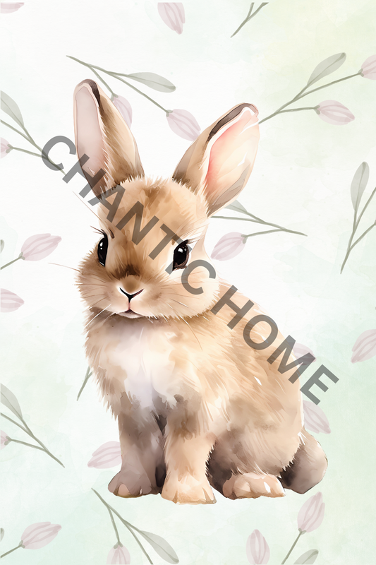 Digital Art - Watercolour Rabbit Wildlife Print B [A4 Printable Wall Art]