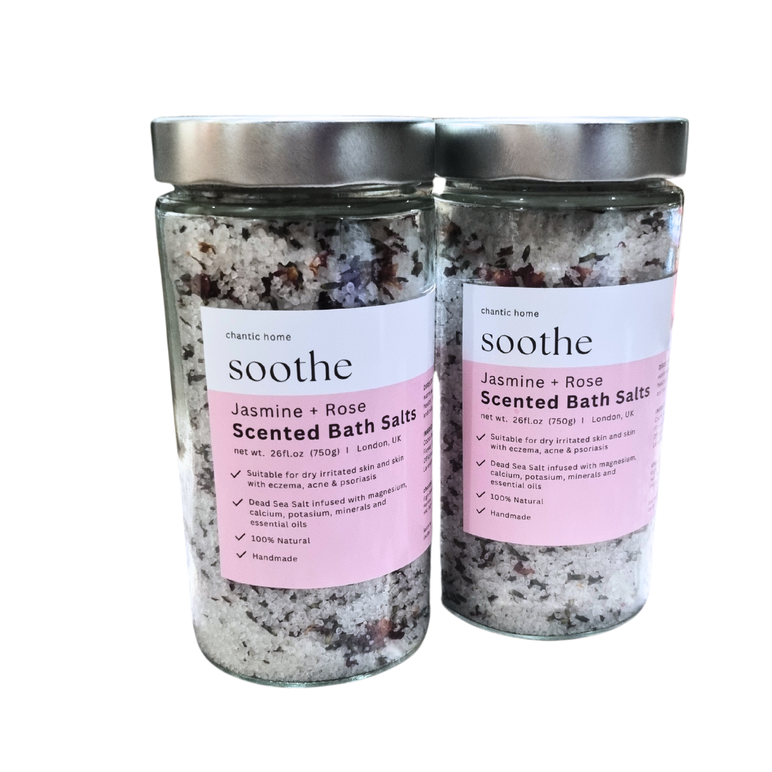 Luxury Bath Jasmine + Rose Bath Salts (Dead Sea salt with magnesium)