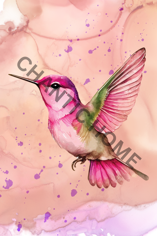 Digital Art - Watercolour Humming Bird Print [A4 Printable Wall Art]