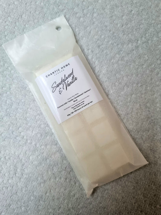 Sandalwood and Vanilla Wax Melt Snap Bar